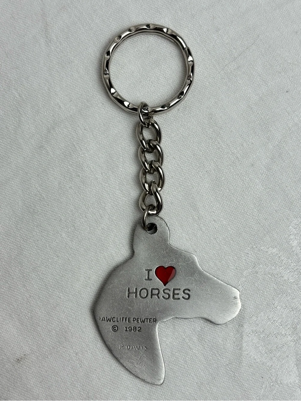 Vntg. 1982 Rawcliffe Pewter Horse Head Keychain